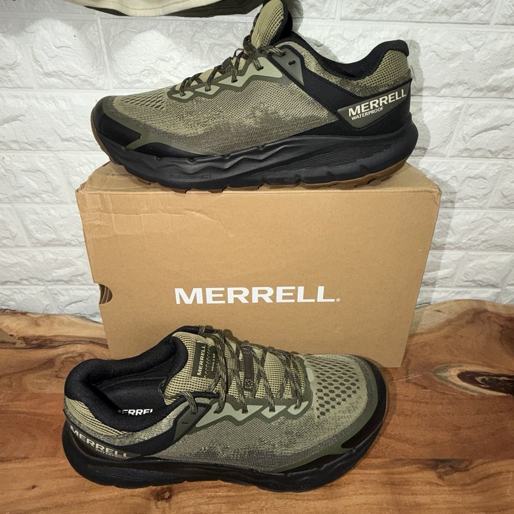 Merrell Waterproof Trail Hiking Shoes Olive Black Men's 12W J068397W NIB - Picture 8 of 8